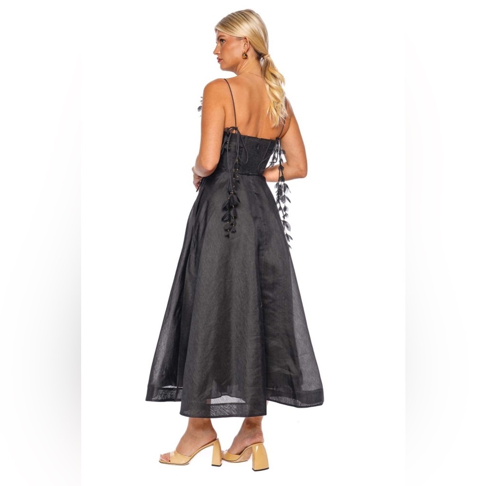 ZIMMERMANN NATURA BLACK CORSET MIDI DRESS - Picture 9 of 17